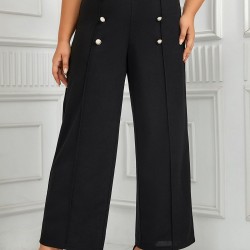 Plus Size  High Waisted Double Breasted Suit Pants