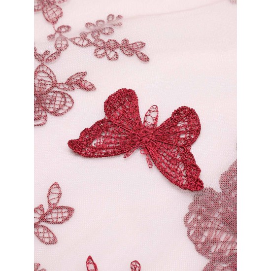 2PCS  Red Butterfly Halter One-piece Swimsuit