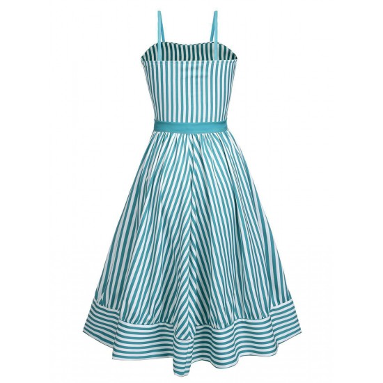 Turquoise  Stripes Romper & Skirt