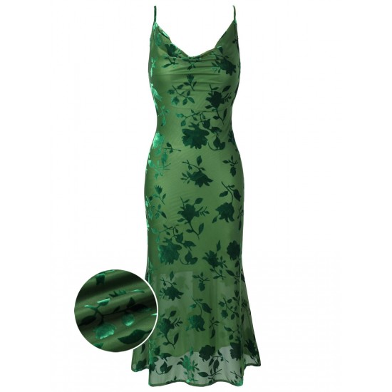 Green  Floral Vintage Dress