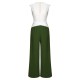 White & Dark Green  Back Bow Jumpsuit