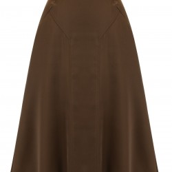 Coffee  High Waist Solid Skirt