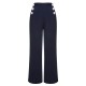 Pre-Sale Dark Blue  Solid Button Straight Pants