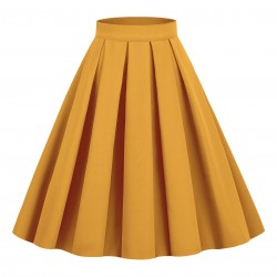  Solid Pleated Skirt