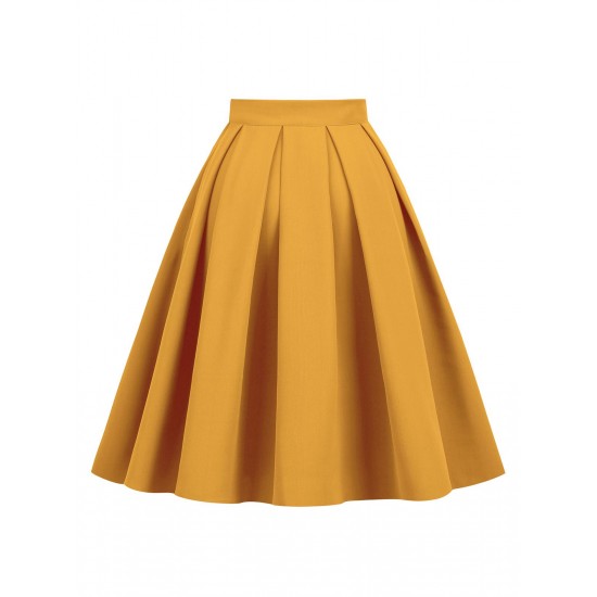  Solid Pleated Skirt