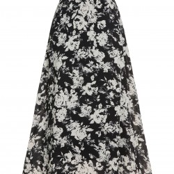 Black&White  Floral Print A-Line Skirt