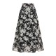 Black&White  Floral Print A-Line Skirt