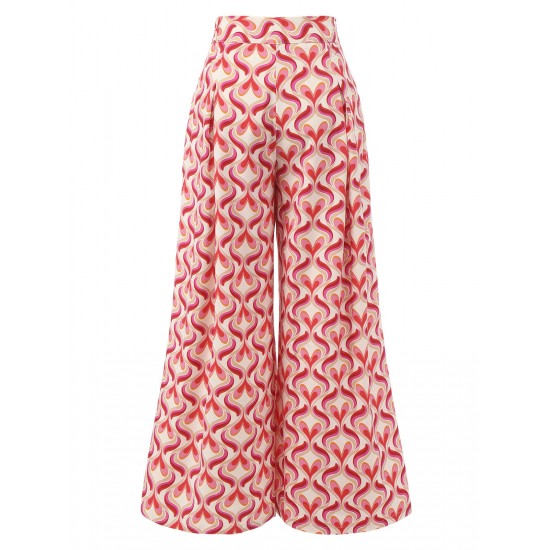 Red  Heart Op Art Wide-Leg Pants