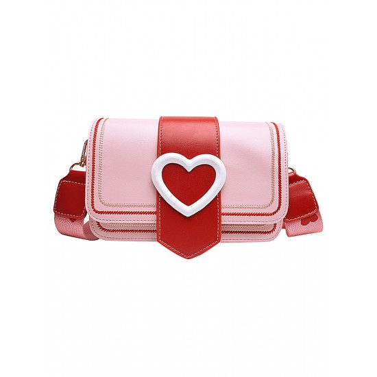  Heart Color Contrast Flap Bag