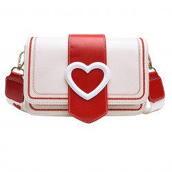  Heart Color Contrast Flap Bag