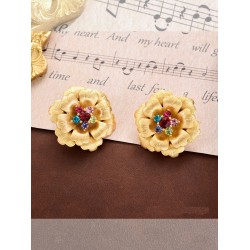 Vintage Alloy Colored Rhinestoned Earrings