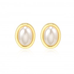 Alloy Oval Pearl Earrings