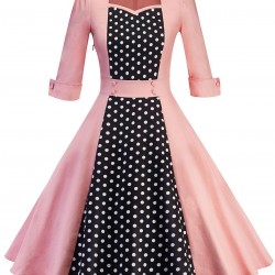  Polka Dot Patchwork Dress