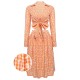 3PCS Orange  Daisy Plaids Top & Skirt