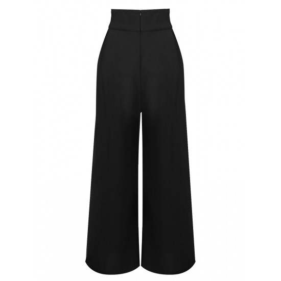 Black  Solid Suspender Pants