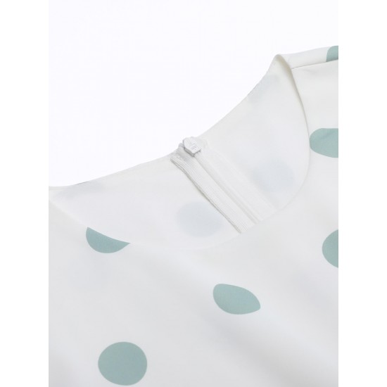  Green White Splicing Polka Dot Jumpsuit