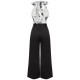 Black White  Floral Halter Strap Jumpsuit