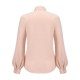 Pale Pink  Bowtie Collar Satin Tops