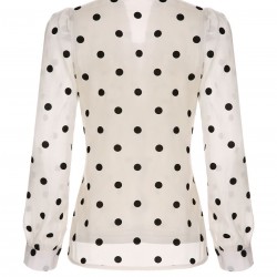 Beige  Polka Dot Bow Blouse