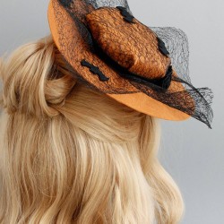 Orange  Halloween Lace Bat Hat