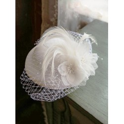  Mesh Floral Feather Hat