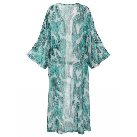 Green  Chiffon Floral Cover Up