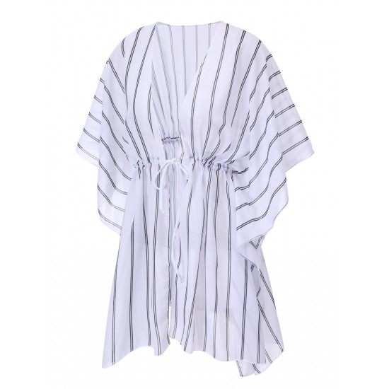  Striped Beach Sun Chiffon Blouse Cover-Up