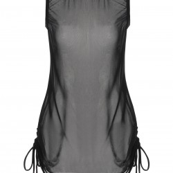  Solid Wrap Translucent Drawstring Cover-Up