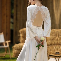  Long Ice Silk Backless Nightgown